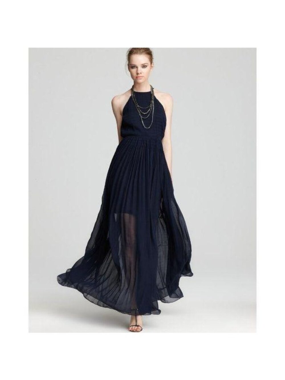 FCUK Spell On You Halter Maxi Dress Smocked Floor